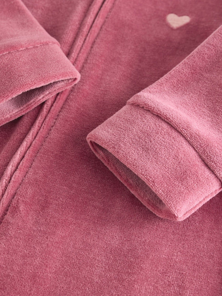 Pink Velour Baby Sleepsuits 2 Pack (0mths-2yrs)