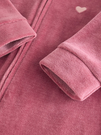 Pink Velour Baby Sleepsuits 2 Pack (0mths-2yrs)