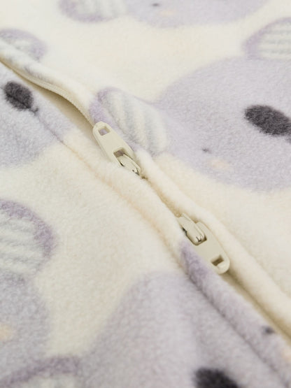 Grey Baby Micro Fleece Two Way Zip Sleepsuits 2 Pack