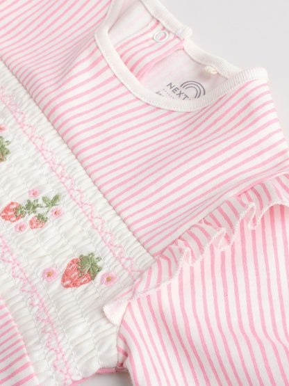 Pink Collar 3 Pack Baby Sleepsuits (0-2yrs)
