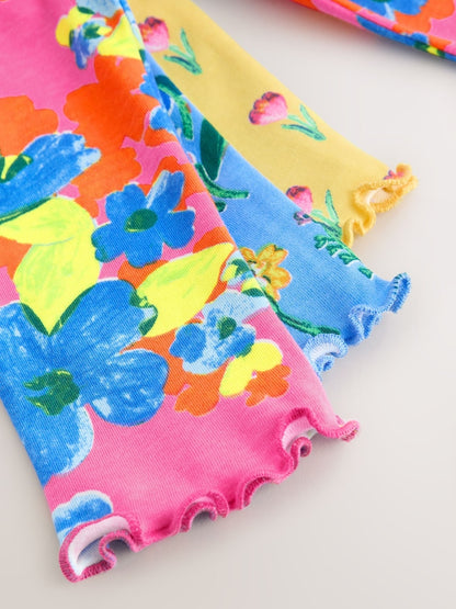 Pink/Blue Bright Floral Snuggle Pyjamas 3 Pack (9mths-16yrs)