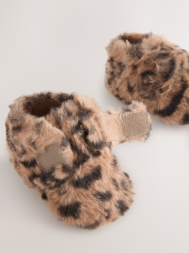 Animal Tan Brown Baby Cosy Touch Fasten Boots (0-18mths)