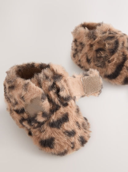 Animal Tan Brown Baby Cosy Touch Fasten Boots (0-18mths)