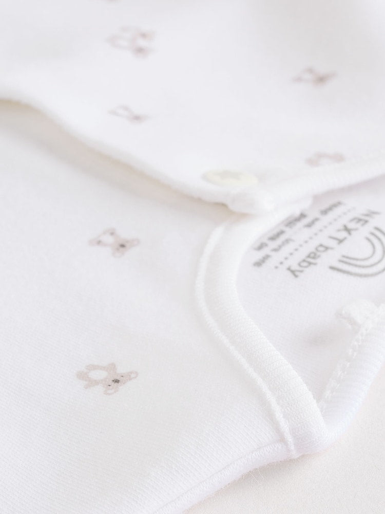 White Baby Sleepsuit, Bodysuit, Beanie and Bib Set 4 Piece (0-9mths)