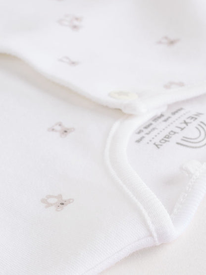 White Baby Sleepsuit, Bodysuit, Beanie and Bib Set 4 Piece (0-9mths)