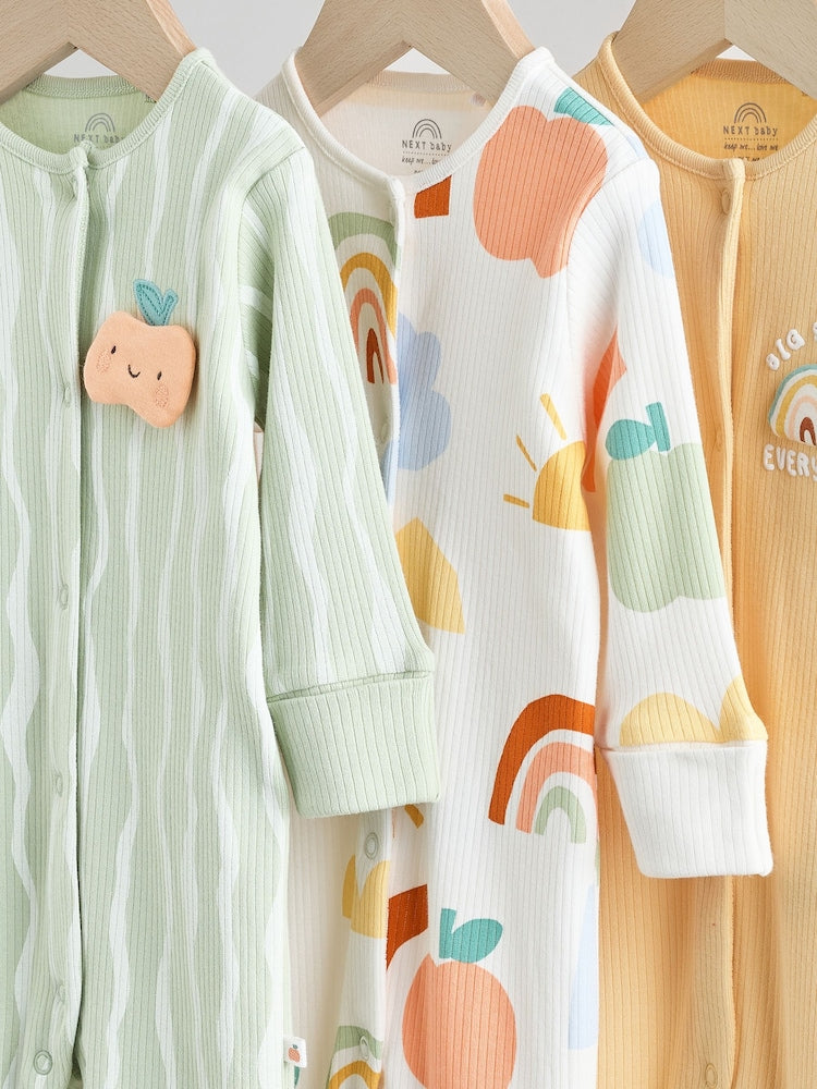 Yellow Baby Footless Character Sleepsuits 3 Pack (0mths-3yrs)