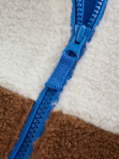 Colourblock Plain Funnel Neck Fleece Zip Through Fleece