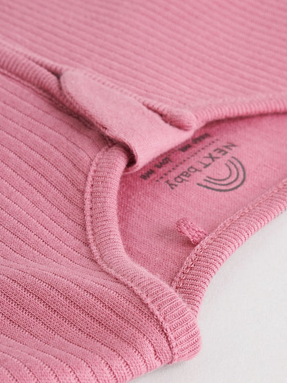 Pink 3 Pack Two Way Zip Baby Sleepsuits (0-2yrs)