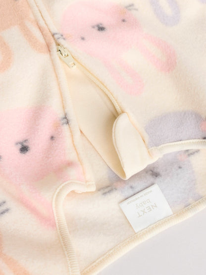 Pink 4 Pack Baby Micro Fleece Two Way Zip Sleepsuits