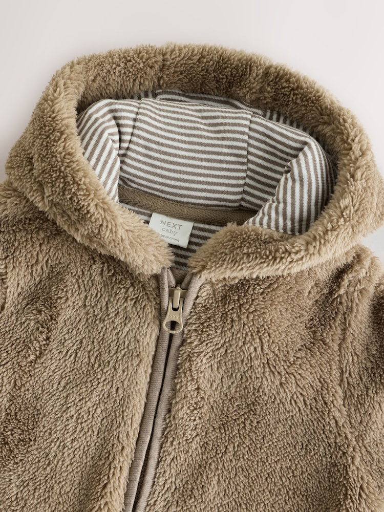 Mink Brown Fleece Baby Pramsuit