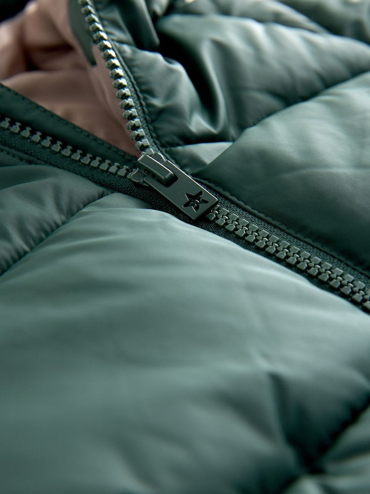 Khaki Green Dinosaur Pocket Padded Coat (3mths-7yrs)