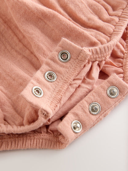 Tan Brown Embroidered Baby Bloomer Rompers Set 2 Piece with Tights (0mths-3yrs)