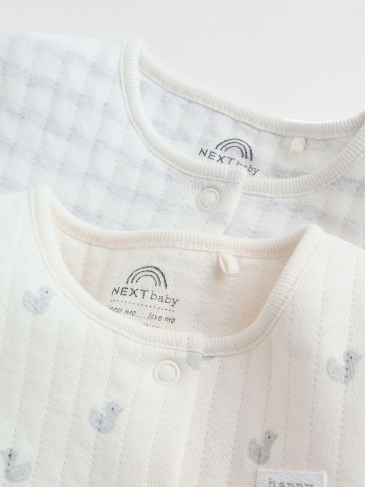 Grey Baby Quilted Sleepsuits 2 Pack