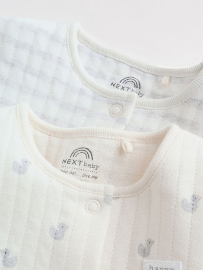 Grey Baby Quilted Sleepsuits 2 Pack
