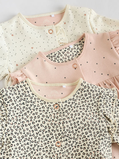 Pink 3 Pack Baby Sleepsuits with Matching Turbans (0mths-2yrs)