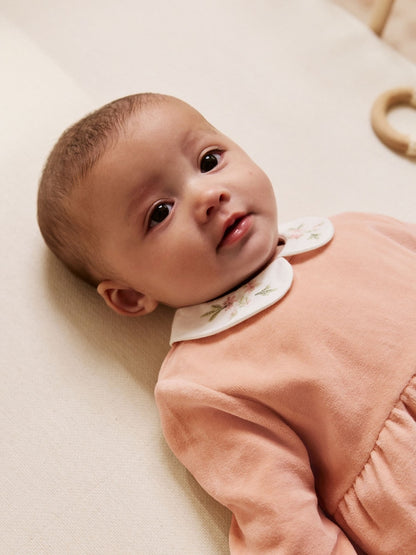 Pink Velour Baby Sleepsuit (0mths-3yrs)