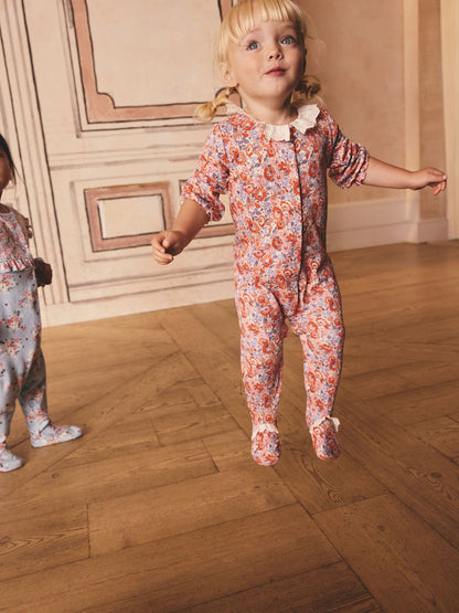 Blue Cath Kidston Floral Baby 100% Cotton Sleepsuits 3 Pack