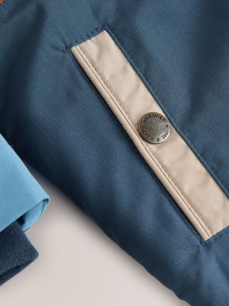 Navy/Red Colourblock Waterproof Borg Lined Parka