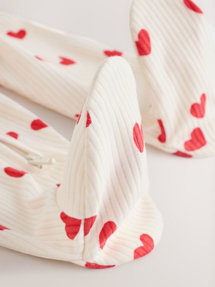 Red Heart Valentines Valentines Two Way Zip Baby Sleepsuit (0-