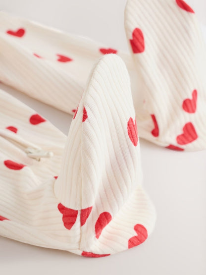 Red Heart Valentines Valentines Two Way Zip Baby Sleepsuit (0-