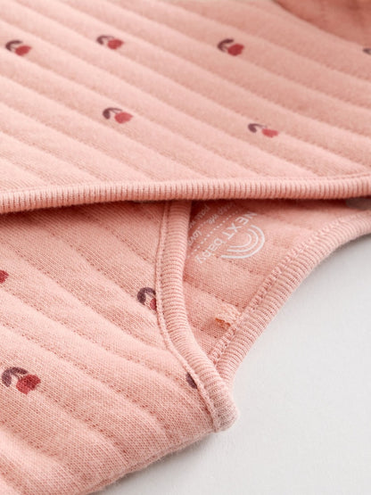 Pink/Cream Quilted Baby Sleepsuits 2 Pack